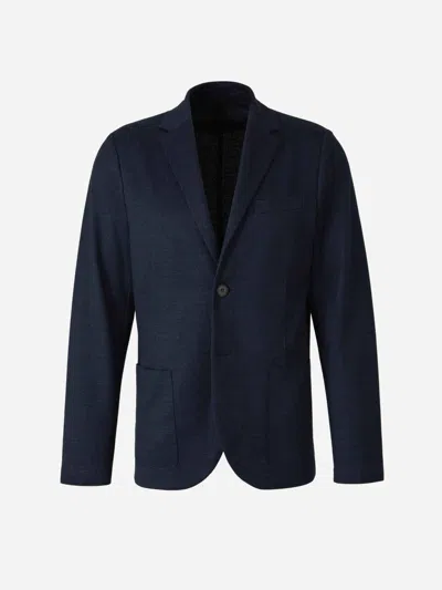 Harris Wharf London Blazer Linen Cotton In Navy Blue