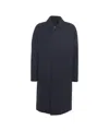 Harris Wharf London Blue Virgin Wool Coat With Hidden Buttoning And Raglan Sleeves In Black
