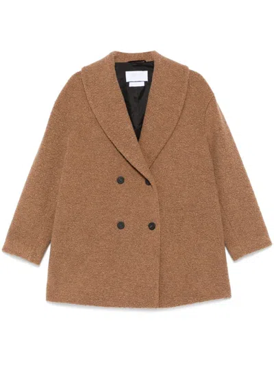Harris Wharf London Bouclé Coat In Brown
