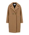 Harris Wharf London Bouclé Double-breasted Coat In Brown