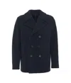 Harris Wharf London Short Double-breasted Wool Blend Coat In Blu Navy