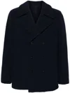 Harris Wharf London Short Double-breasted Wool Blend Coat In Blue