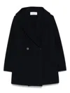 Harris Wharf London Boxy Blue Giacconi Coat With Oversized Collar In Animal Print