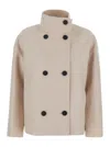 Harris Wharf London Beige Short Coat With High Neck And Dropped Shoulders In Brown