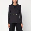Harris Wharf London Brown And Blue Check Double-breasted Wool Jacket