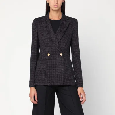 HARRIS WHARF LONDON BROWN AND BLUE CHECK DOUBLE-BREASTED WOOL JACKET
