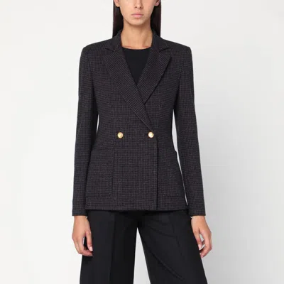 HARRIS WHARF LONDON HARRIS WHARF LONDON BROWN AND BLUE CHECK DOUBLE-BREASTED WOOL JACKET