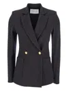 Harris Wharf London Brown And Blue Check Double-breasted Wool Jacket In Gray