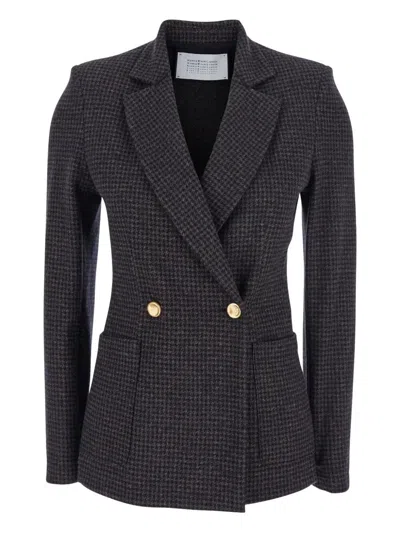 HARRIS WHARF LONDON HARRIS WHARF LONDON  BROWN AND BLUE CHECK DOUBLE-BREASTED WOOL JACKET