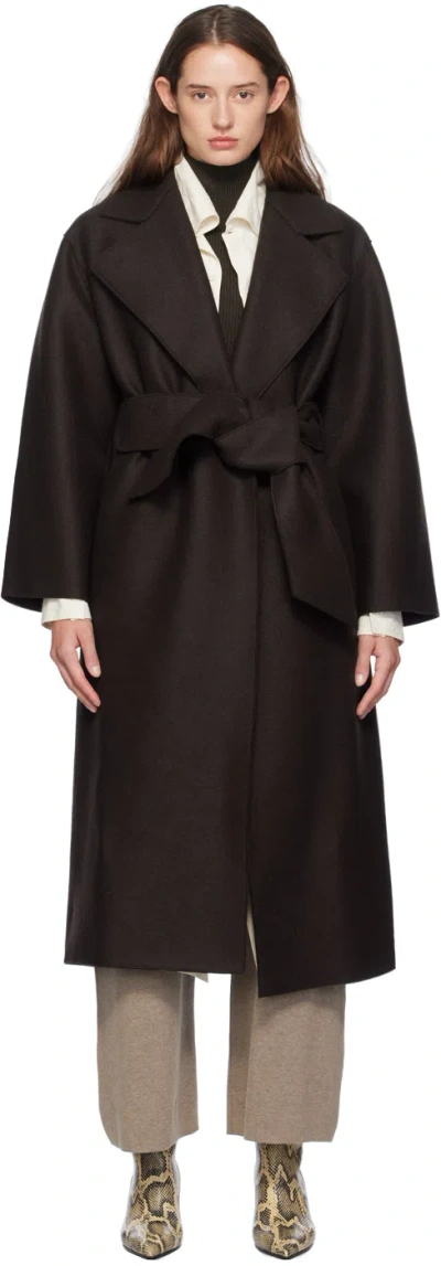 Harris Wharf London Brown Belted Clutch Coat In 451 Dark Brown