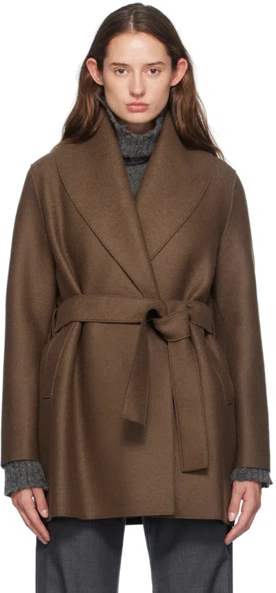 Harris Wharf London Brown Belted Jacket In 458 Teddy Brown
