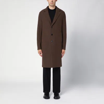 Harris Wharf London Brown Single-breasted Coat In Virgin Wool