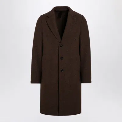 HARRIS WHARF LONDON HARRIS WHARF LONDON  BROWN SINGLE-BREASTED COAT IN VIRGIN WOOL