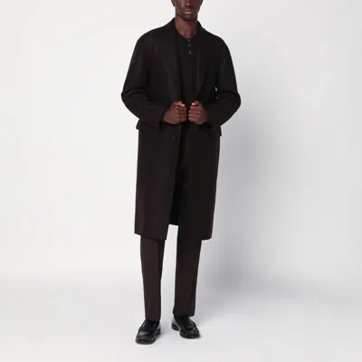Harris Wharf London Brown Single-breasted Wool Coat
