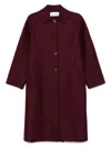 Harris Wharf London Wool Raglan Sleeve Coat With Welt Pockets In Burgundy