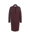 Harris Wharf London Burgundy Virgin Wool Long Coat With Classic Collar And Flap Pockets In Burgundy