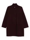 Harris Wharf London Wool Coat With High Neck And Raglan Sleeves In Burgundy