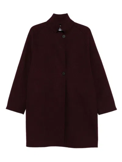 HARRIS WHARF LONDON BURGUNDY WOOL SINGLE-BREASTED COAT