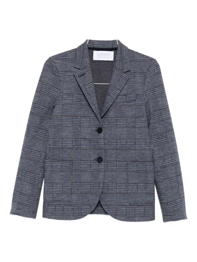 Harris Wharf London Button Check Blazer In Blue