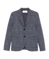 Harris Wharf London Button Check Blazer In Gray