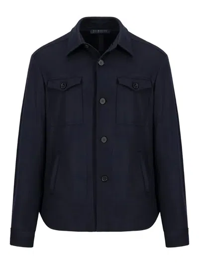 Harris Wharf London Button-fastening Shirt Jacket In Blue