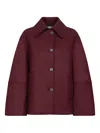 Harris Wharf London Button-fastening Wide-sleeve Coat In Burgundy