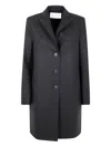 Harris Wharf London Button-fastening Wool Coat In Black