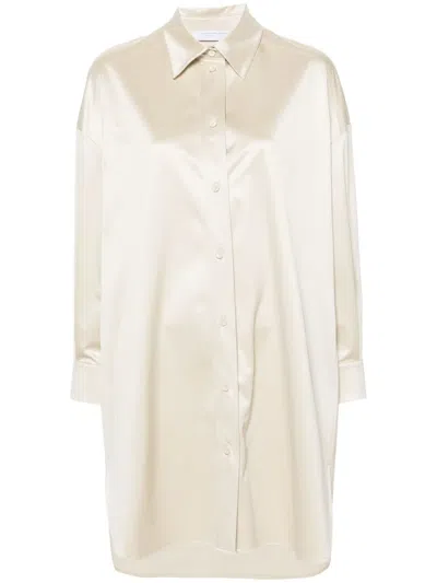 Harris Wharf London Button-up Satin Shirtdress In Neutrals