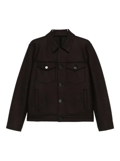 Harris Wharf London Buttoned Chest-pocket Jacket In Brown