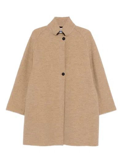 Harris Wharf London Buttoned Coat In Neutral