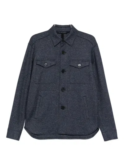Harris Wharf London Buttoned Shirt Jacket In Blue