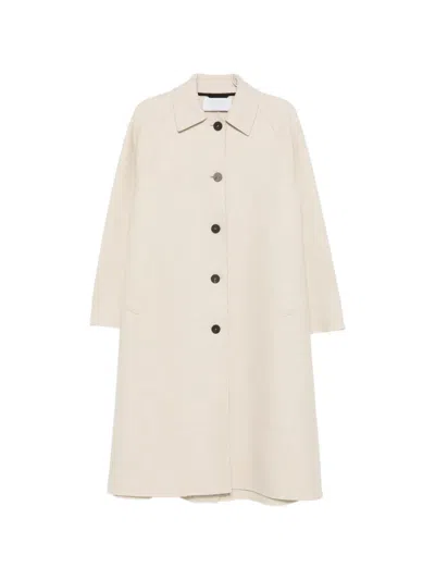 Harris Wharf London Button-fastening Raglan-sleeve Coat In Neutrals