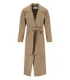 Harris Wharf London Camel Virgin Wool Coat With Belt And Wide Pockets In Brown