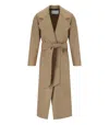 Harris Wharf London Camel Coat With Belt In Brown
