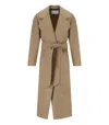 Harris Wharf London Camel Virgin Wool Coat With Belt And Wide Pockets In Brown