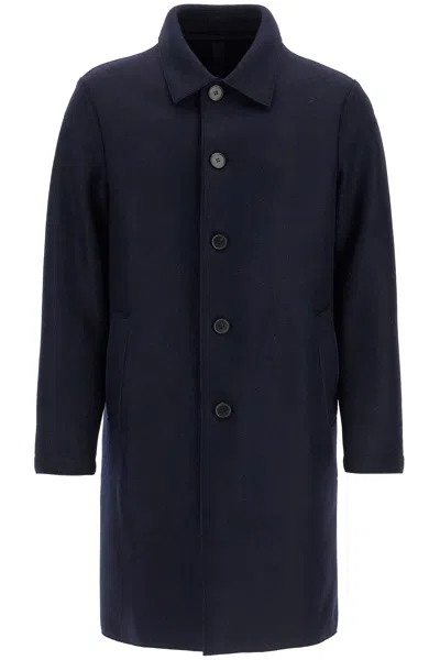 Harris Wharf London Cappotto Monopetto In Lana Pressata In Blue