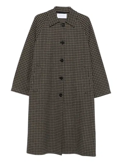 Harris Wharf London Checked Button Coat In Green