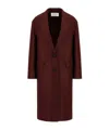 Harris Wharf London Chester Button-fastening Wool Coat In Burgundy