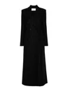 Harris Wharf London Black Double-breasted Long Coat With Peak Revers In Wool Woman In Black