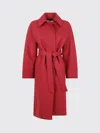 Harris Wharf London Belted Wool Coat In Red