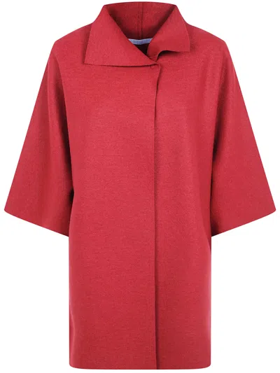 Harris Wharf London Coat Main Feature "kimono Mantle" In Red