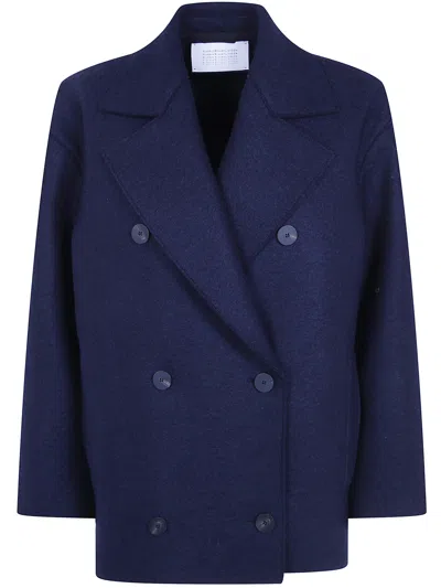 Harris Wharf London Coat Oversized Peacoat In Blue