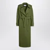 Harris Wharf London Green Wool Coat With Belt