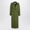 Harris Wharf London Green Wool Coat With Belt In Green