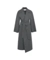 Harris Wharf London Gray Virgin Wool Coat With Belt At The Waist In Gray