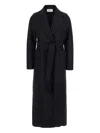 Harris Wharf London Coat With Belted Lapels In Black