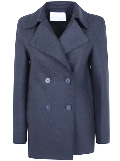 Harris Wharf London Coat Wool 100% "peacoat" In Green