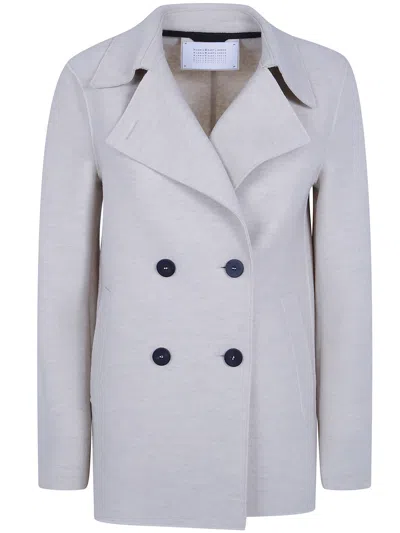 Harris Wharf London Double-breasted Notched-lapel Peacoat In White