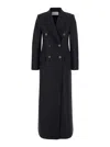 Harris Wharf London Black Double-breasted Long Coat With Peak Revers In Wool Woman In Black