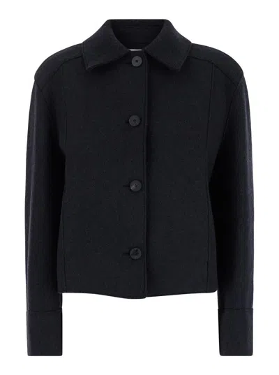 Harris Wharf London Black Jacket With Classic Collar